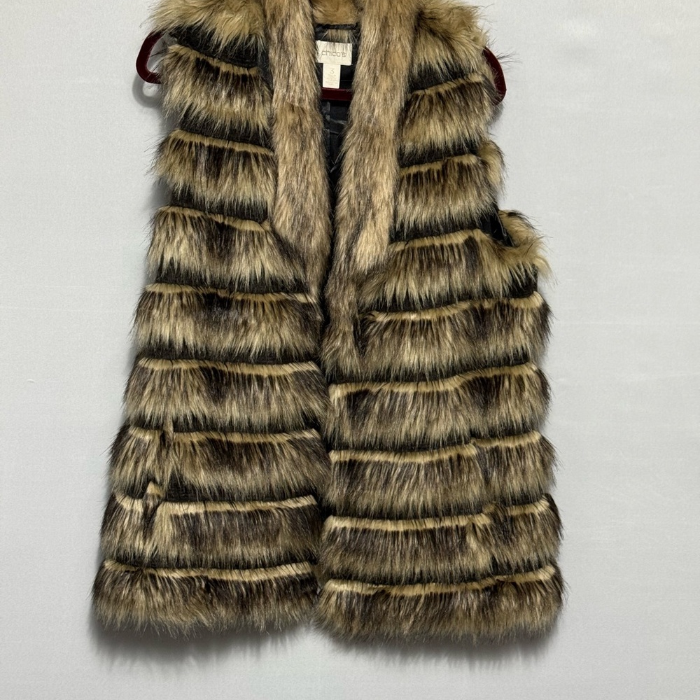 Chico's Faux Fur Vest in Brown and Black